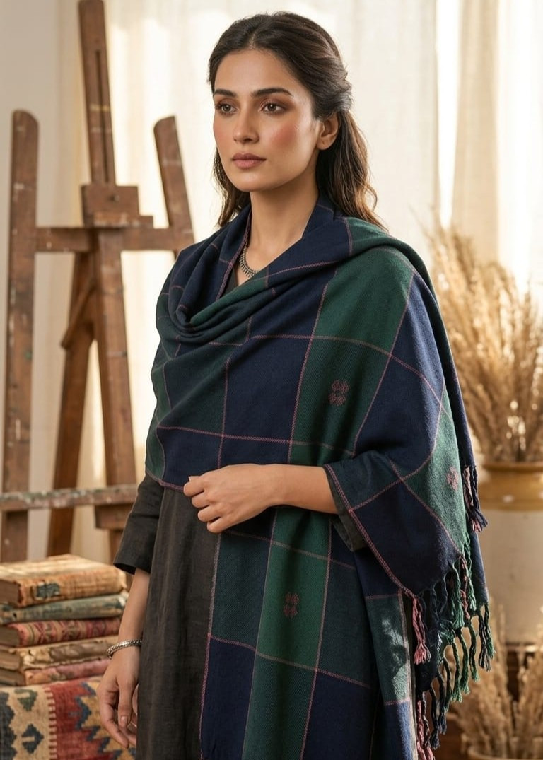 Midnight Cedar Heritage Shawl