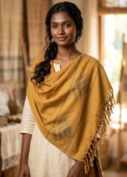Image of Saffron Dune Heritage Shawl