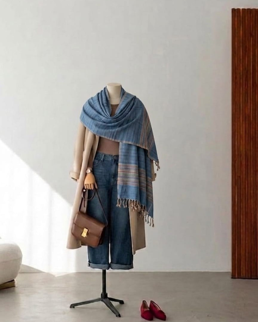 Himalayan Indigo Drift Stole