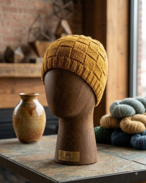 Image of Ochre Grid Crest Cap