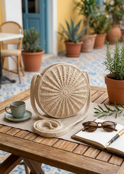 Image of Ivory Sunburst Circle Bag