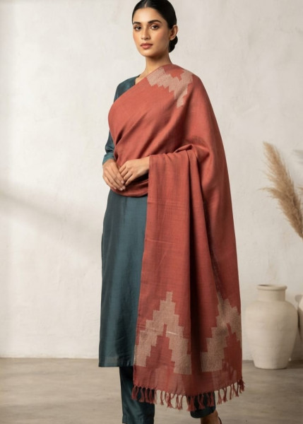 Image of Terracotta Bloom Handwoven Stole