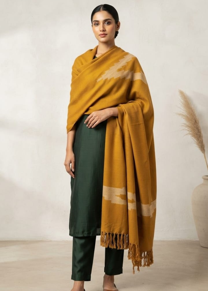 Saffron Meadow Handwoven Stole
