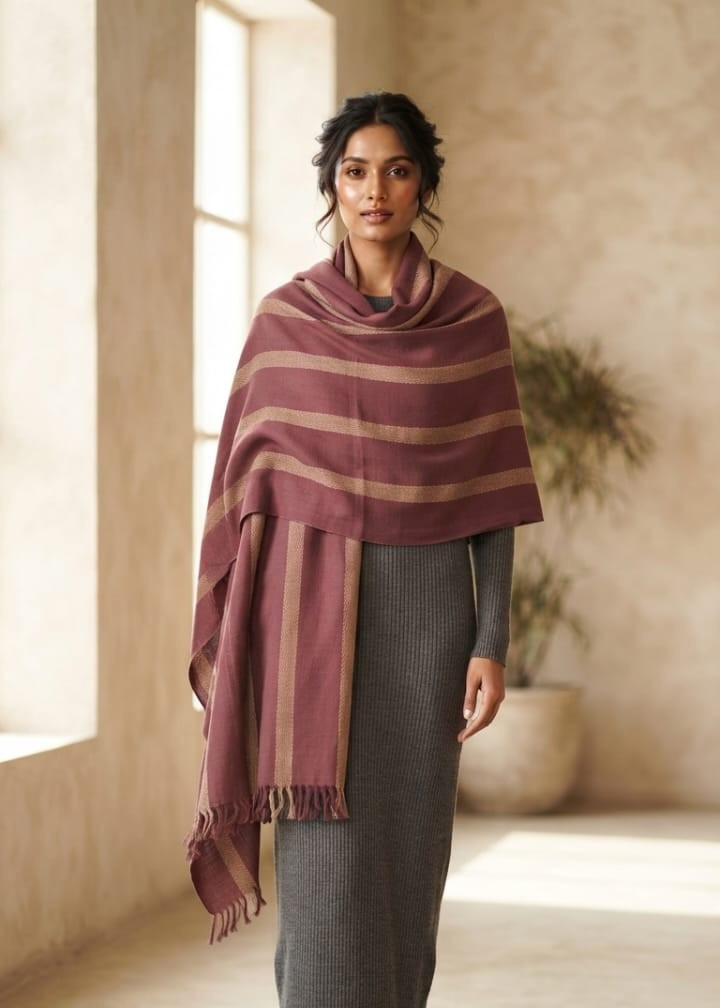 Gulshan Mauve Striped Stole