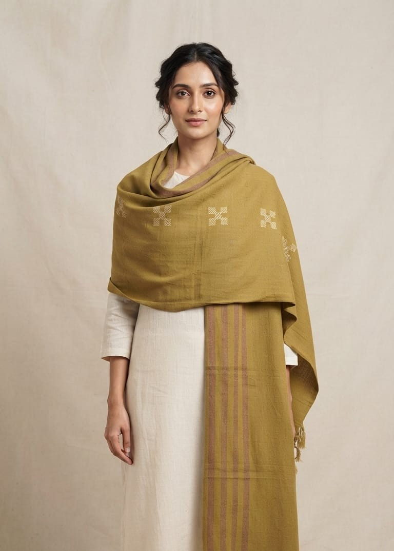 Olive Kasak Handwoven Stole